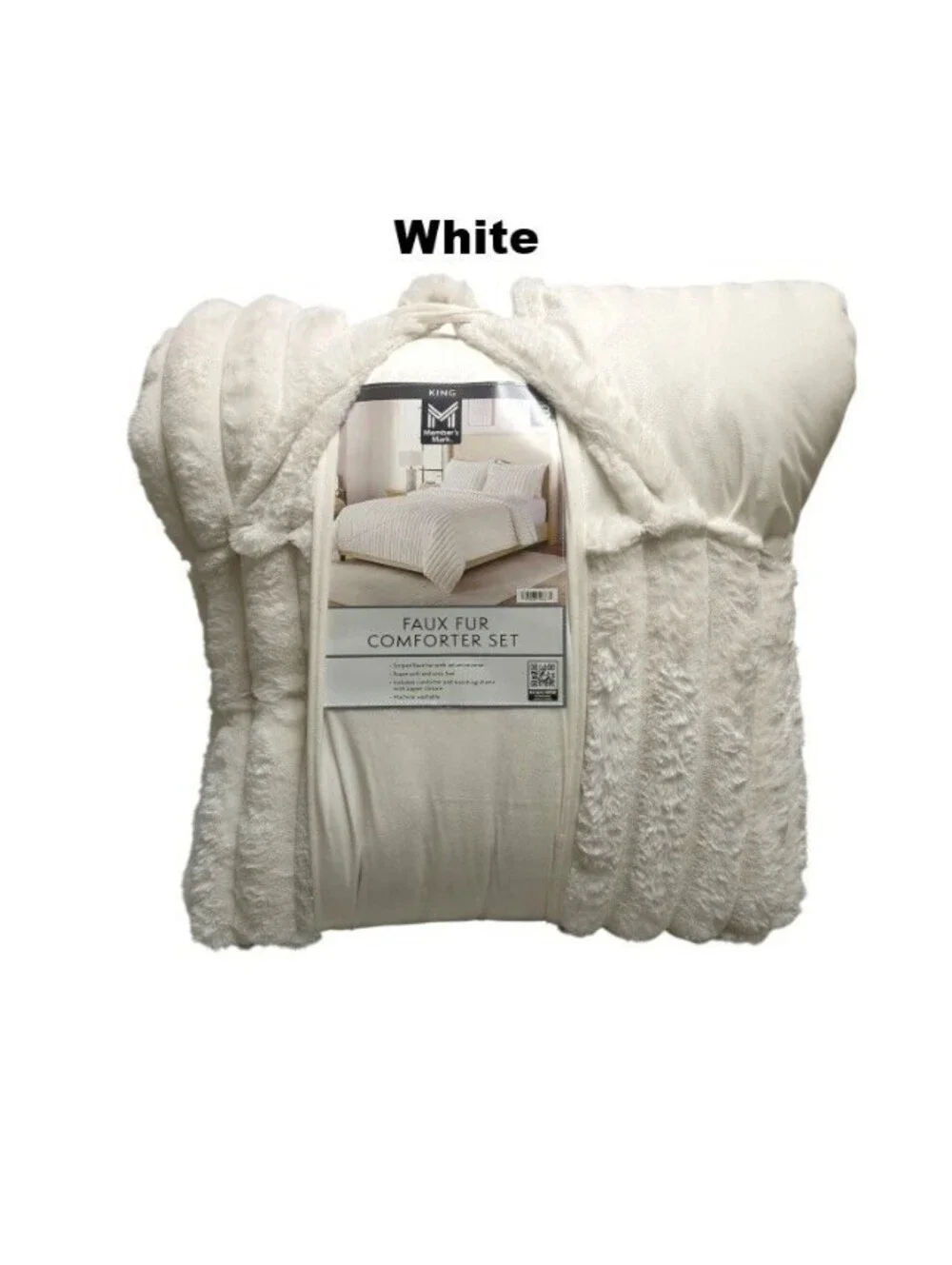 Member's Mark Faux Fur Down Alternative Comforter Set -White